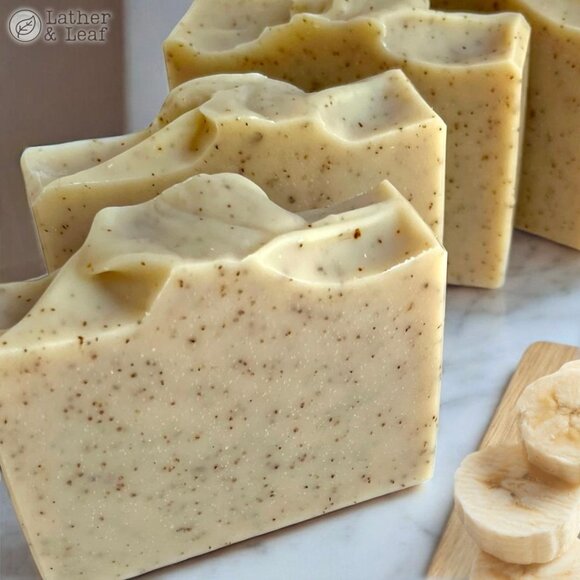 Banana, Milk + Oatmeal Cold Process Soap Natural Handcrafted Artisan Soap Bar - Picture 1 of 5
